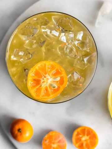 calamansi juice on white background