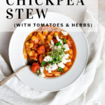 pinterest pin of chickpea stew