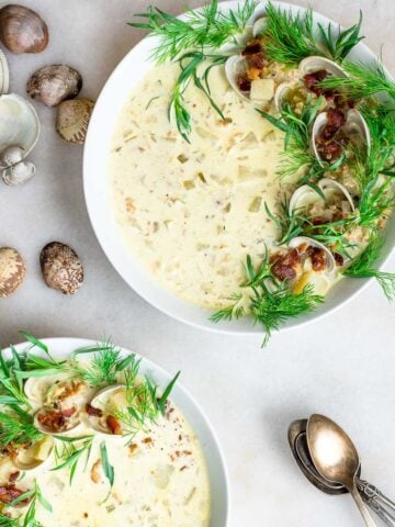two bowls of clam chowder