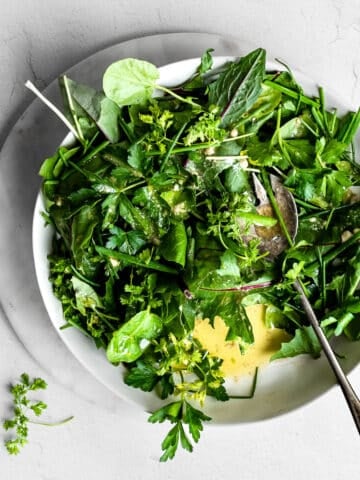 Herb Salad in a white bowl