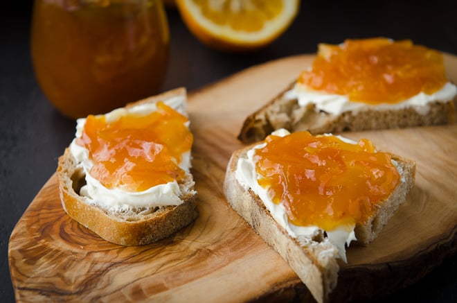 orange marmalade on toast