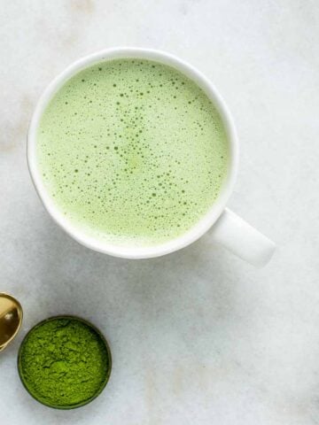 two cups of matcha green tea
