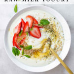 Pinterest pin strawberry mint yogurt with oil
