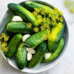 sour dill pickles in a bowl