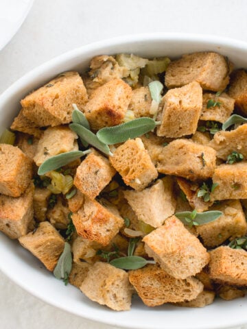 a bowl of stuffing